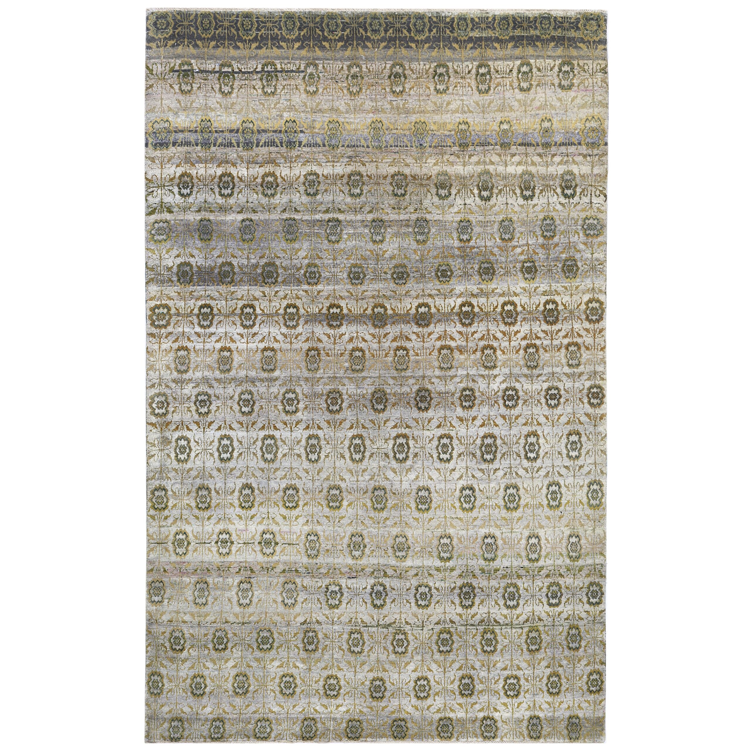 Brown Transitional Silk Wool Blend Rug - 5'9" x 9'5"