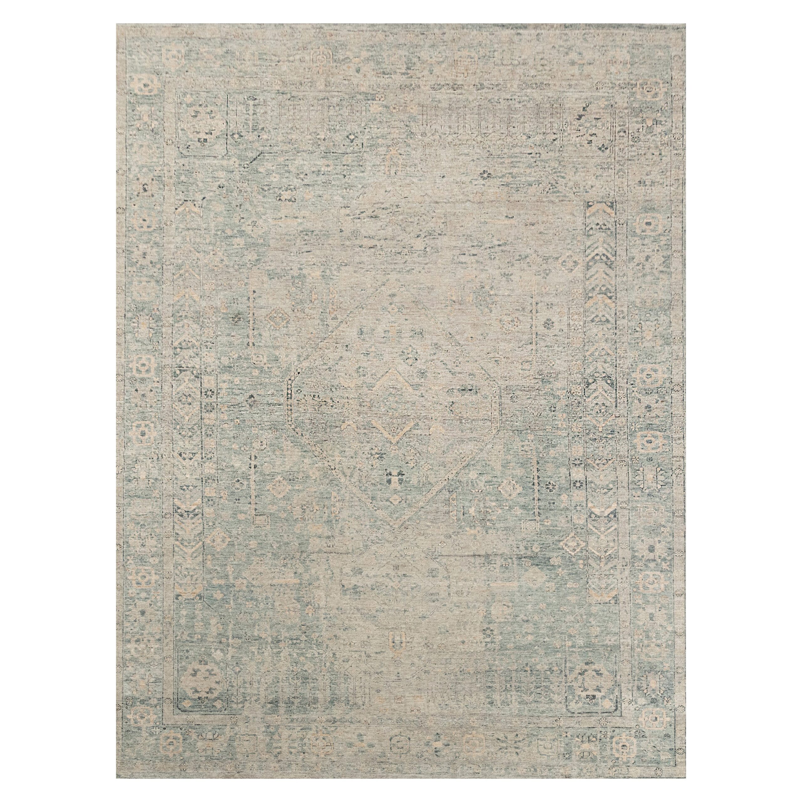 Blue Transitional Wool Rug - 10' x 13'10"