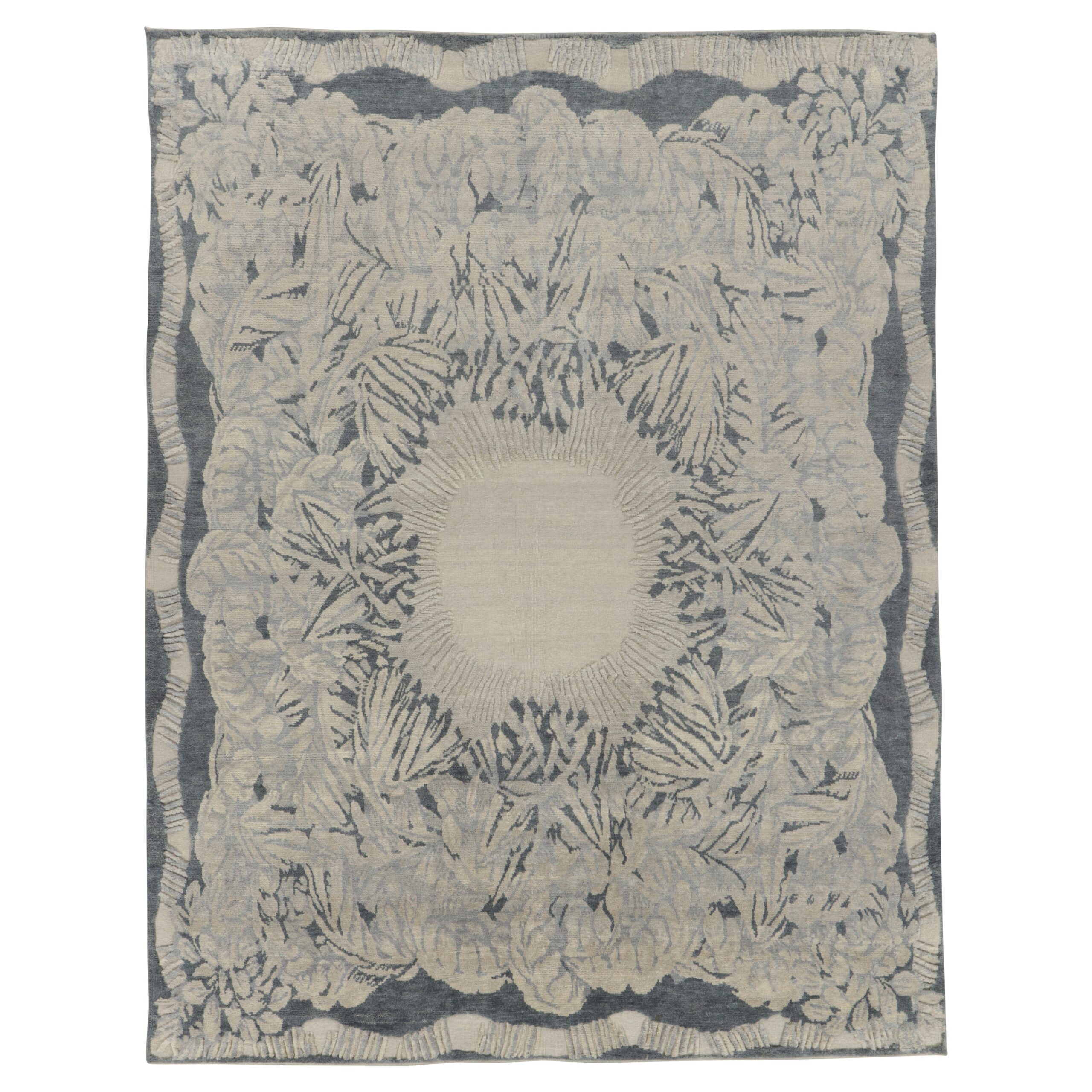 Grey Contemporary Wool Cotton Rug - 9'3' x 12'1"
