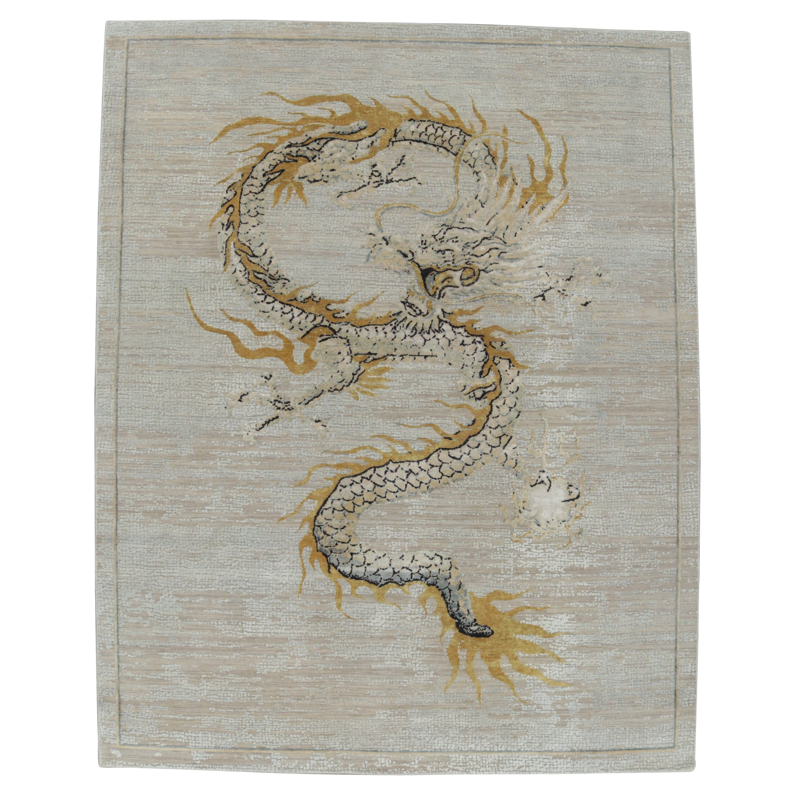 Nautral Contemporary Wool Silk Rug - 8' x 10'